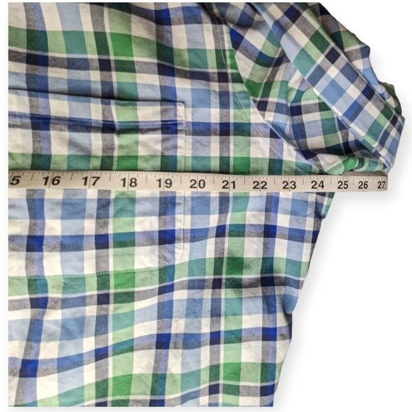 Banana Republic Factory Green/Blue Plaid Long Sleeve Button Down Shirt Size XL - Picture 12 of 13
